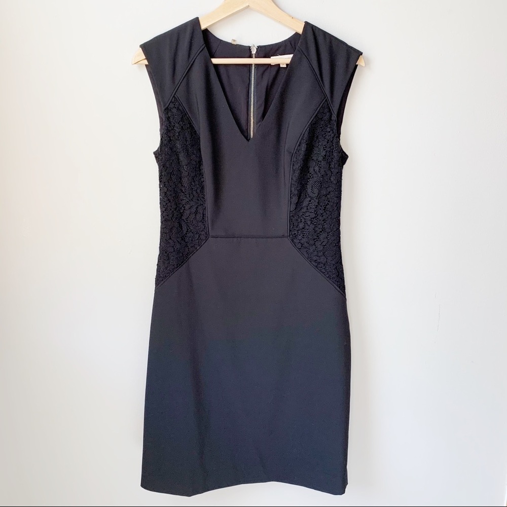 Rebecca Taylor Lace Patchwork Black Sheath dress